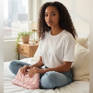 Victoria's Secret Satin Quilted Pale Pink Large Clutch